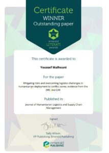 باحث مغربي يفوز بجائزة دولية مرموقة في اللوجستيك الإنساني و الميداني 